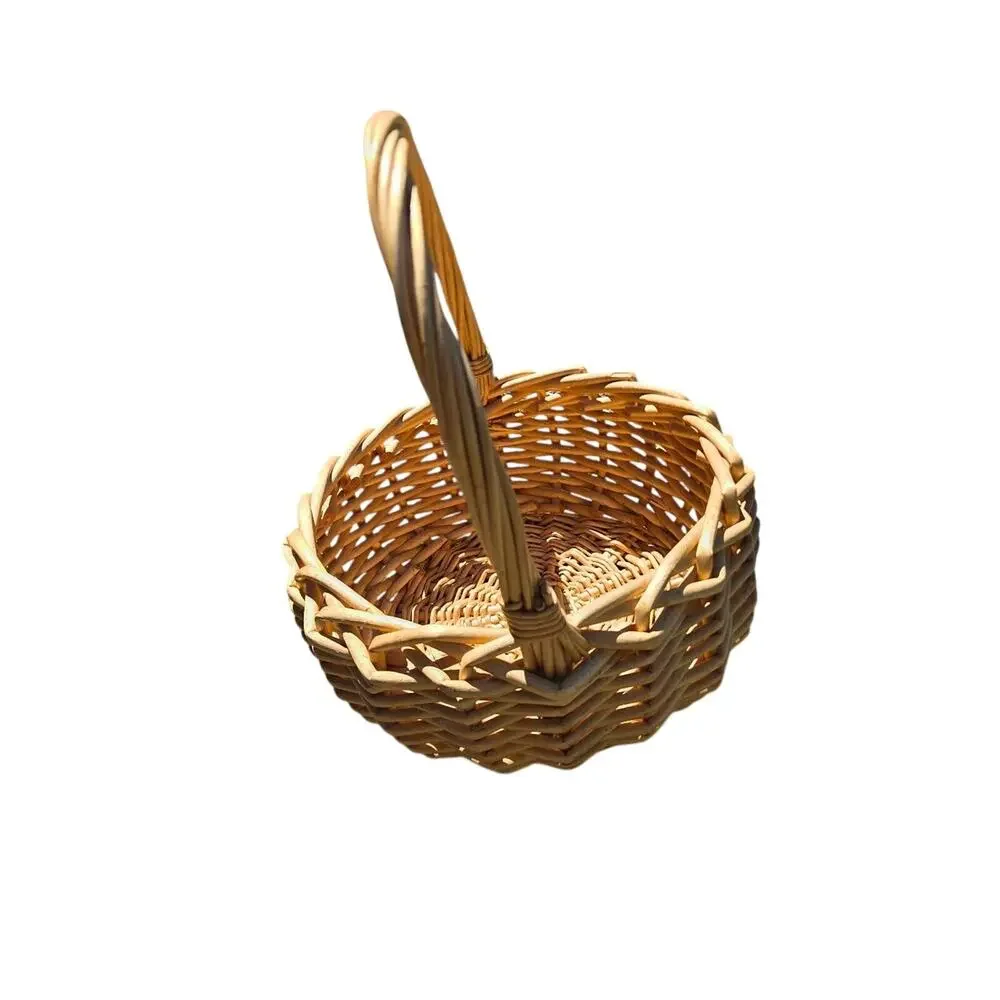 Woven Rattan Handled Basket - Natural Honey Tone